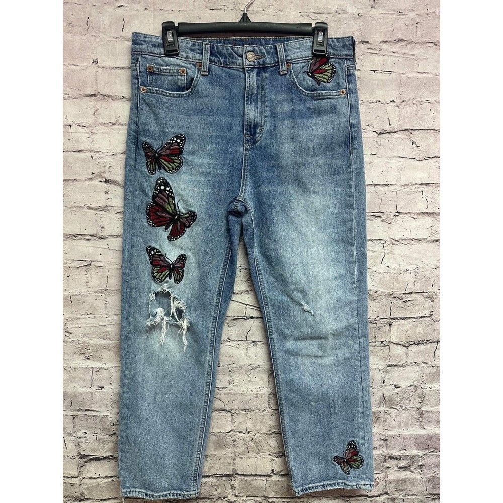Lucky Brand Jeans Crop Capris Embroidery Butterflies Size 8/29